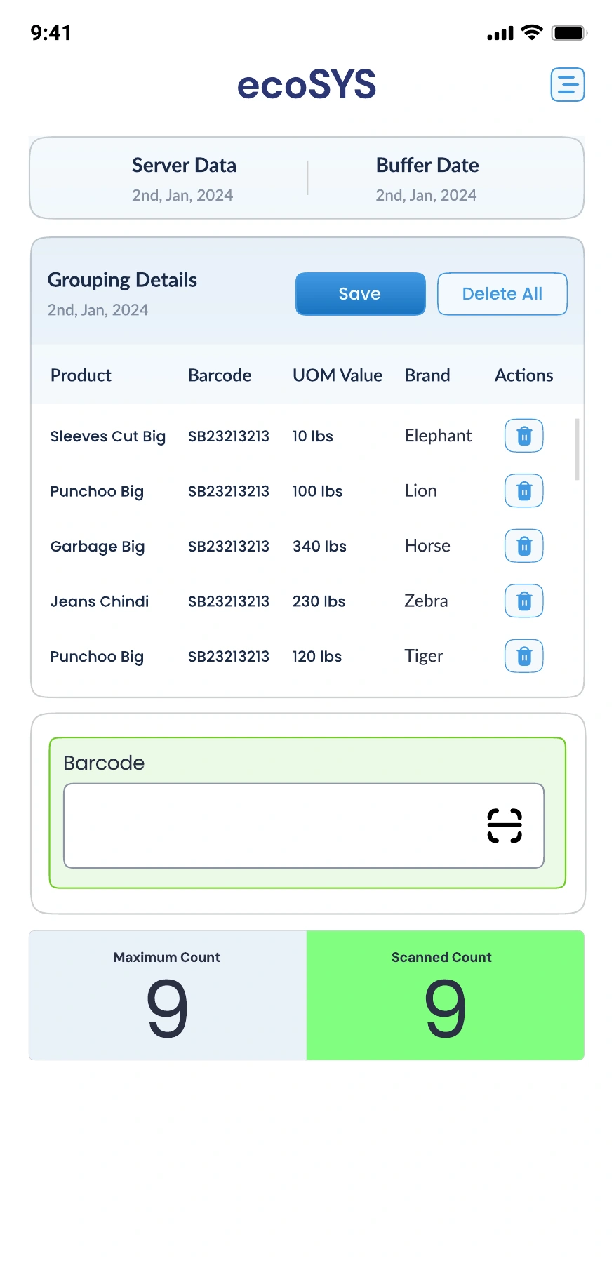 Grouping / barcode and count